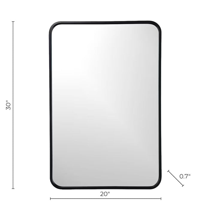 The Tangerine Mirror Company Juliet ,Satin Black Iron Mirror, with Curved Corners -20" x 30"