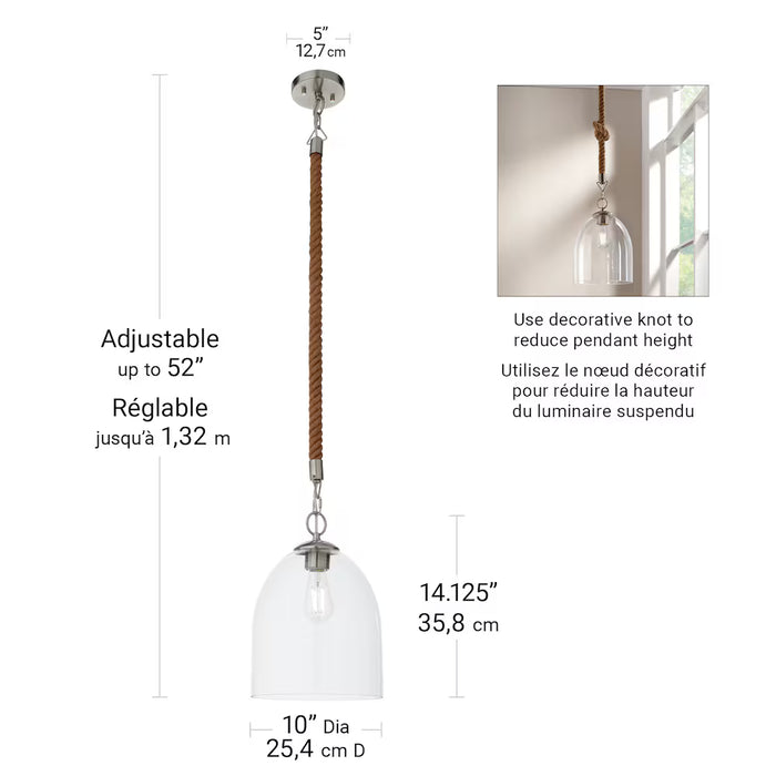 Jess 1-Light Brushed Nickel Pendant (New)