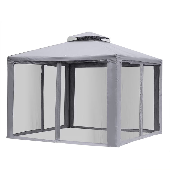 Outsunny 9.6' Outdoor Patio Gazebo Pavilion Canopy Tent w/ 2-tier Roof Grey (new)
