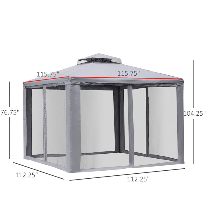 Outsunny 9.6' Outdoor Patio Gazebo Pavilion Canopy Tent w/ 2-tier Roof Grey (new)