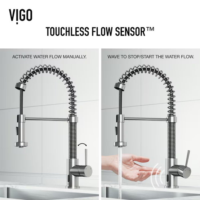 VIGO Edison Single-Handle Pull-Down Sprayer Kitchen Faucet and Touchless Sensor in Stainless Steel (NEW)