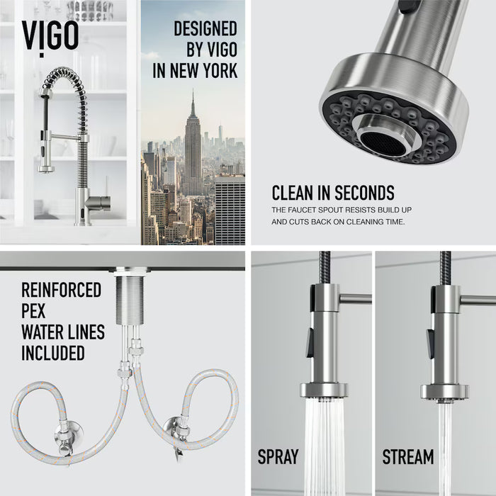 VIGO Edison Single-Handle Pull-Down Sprayer Kitchen Faucet and Touchless Sensor in Stainless Steel (NEW)