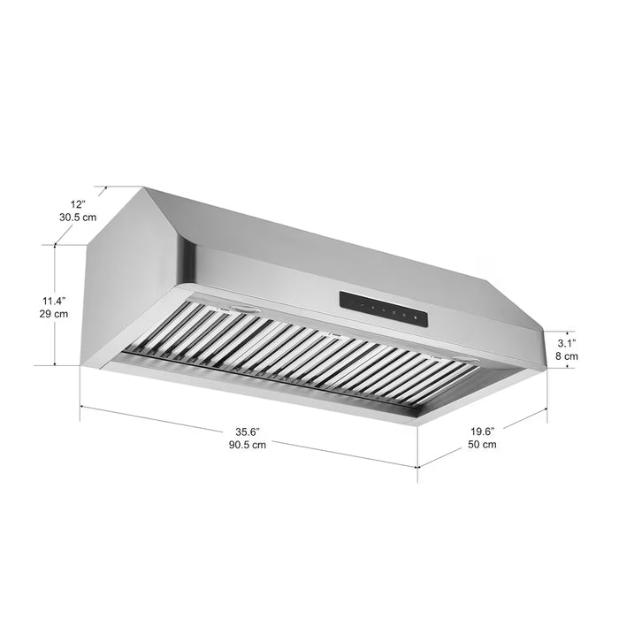 Ancona 36 in. Undercabinet Range Hood in Stainless Steel with Night Light (new)
