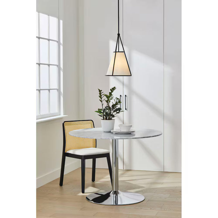 GlucksteinElements Windermere 3-Light 12-inch W 19-inch H Matte Black Frame Tapered Linen Shade Hanging Drum Pendant (new)