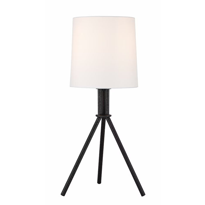 GlucksteinElements Langley 26-inch H Tripod Table Lamp with Black Base and White Linen Fabric Shade (New)