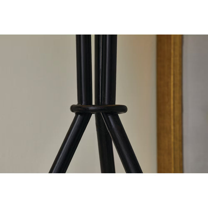 GlucksteinElements Langley 26-inch H Tripod Table Lamp with Black Base and White Linen Fabric Shade (New)
