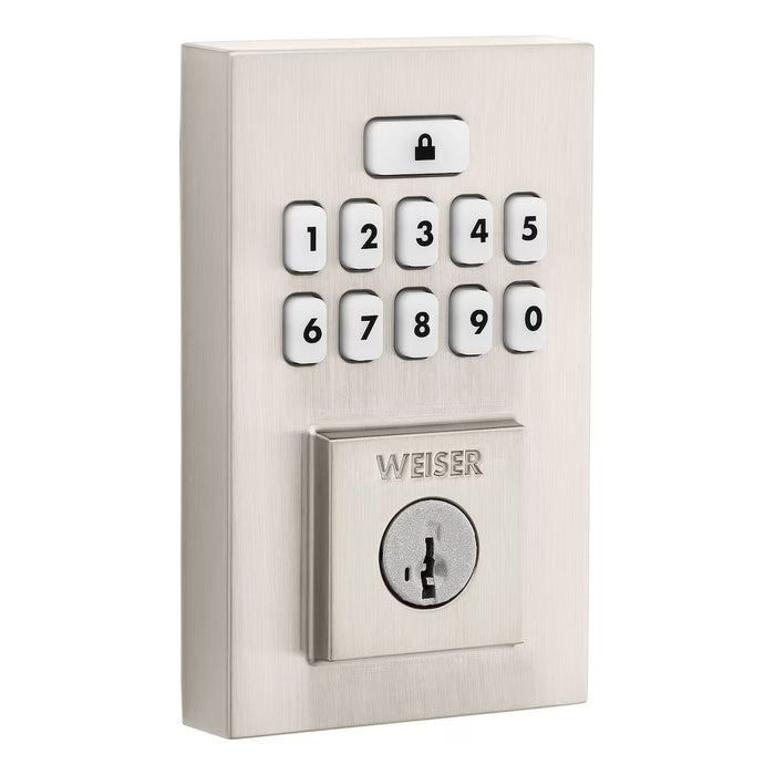 Weiser SmartCode Contemporary Keypad Satin Nickel Keyless Entry Door Lock/Exterior Door Deadbolt