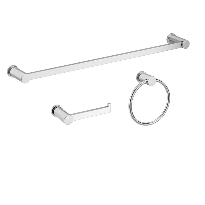 MOEN Meena Chrome 3pc Bathroom Accessory (Toilet Paper Holder, Towel Ring, 24-Inch Towel Bar) (NEW)