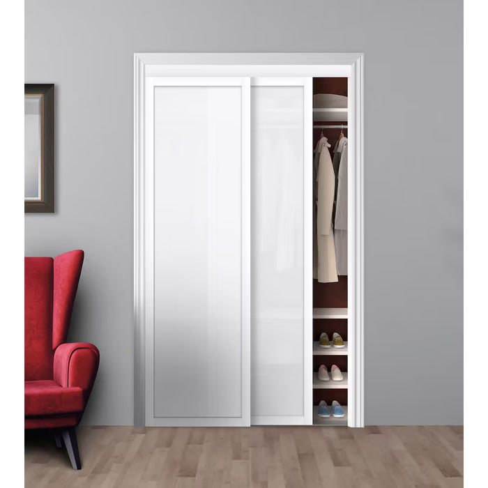 TRUporte 72-inch x 80.5-inch White Twilight 1-Lite MDF Frosted Glass Closet Sliding door (new)