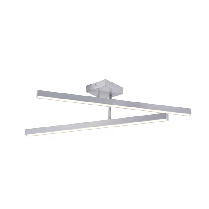Home Decorators Collection Greenwood 28-inch 2-Light Integrated LED Dimmable Silver Track Lighting Kit with Horizontal Crossbar