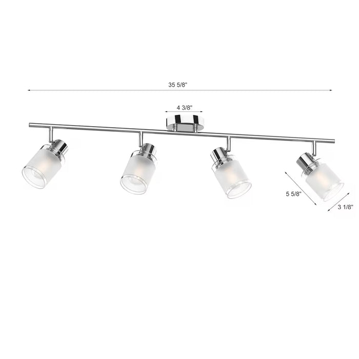 Hardingbrook 36-inch 4-Light Chrome Fixed Linear Track Lighting Kit with Adjustable Frosted Glass Track Heads (New)