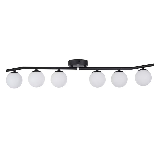 Meadow Field 35-inch 6-Light Integrated LED Dimmable Black Waved Linear Track Lighting with Globe Adjustable Heads (New)