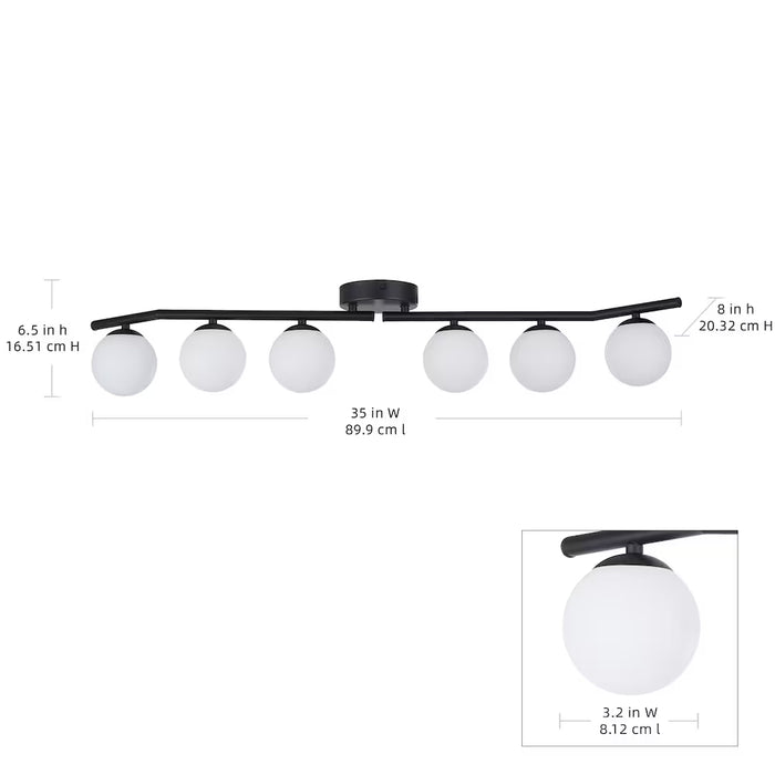 Meadow Field 35-inch 6-Light Integrated LED Dimmable Black Waved Linear Track Lighting with Globe Adjustable Heads (New)