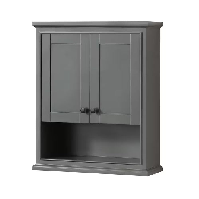 Wyndham Collection Deborah Over-the-Toilet Wall-Mounted Storage Cabinet in Dark Gray with Black Trim (new)