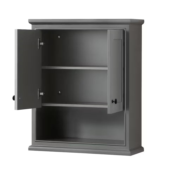 Wyndham Collection Deborah Over-the-Toilet Wall-Mounted Storage Cabinet in Dark Gray with Black Trim (new)