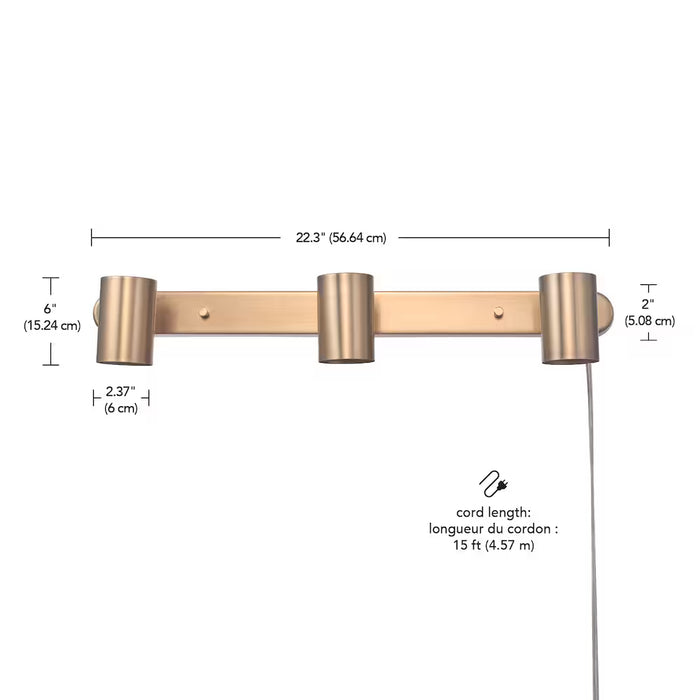 Globe Electric 22" 3-Light Matte Brass Plug-In Track Lighting (New)