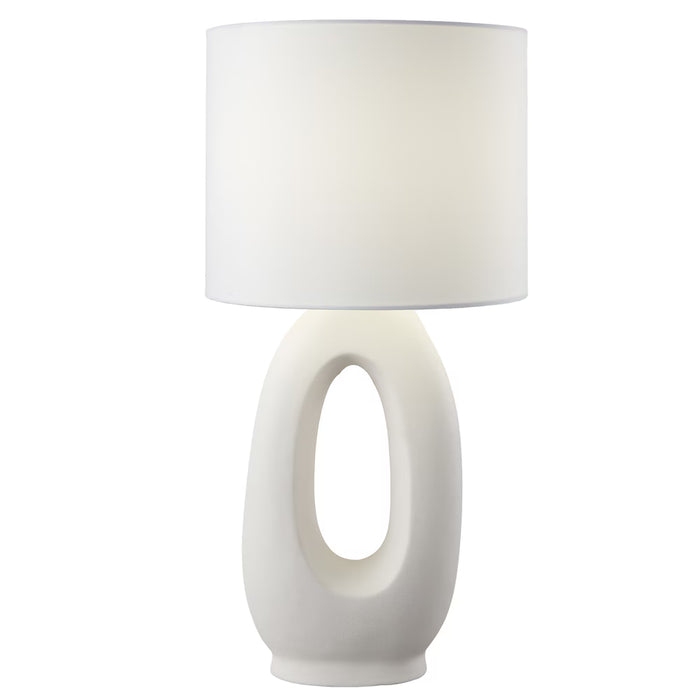 21.5-inch H 1-Light Textured Ivory Ceramic Table Lamp with White Drum Fabric Shade (new)