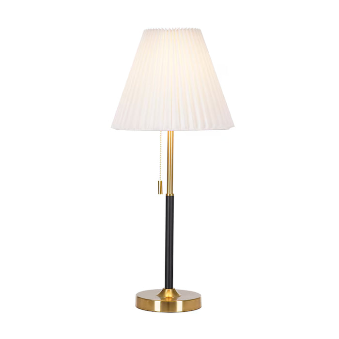 Mingli Bay 24-inch H 1-Light Brushed Brass and Black Table Lamp with White Empire Linen Shade (new)
