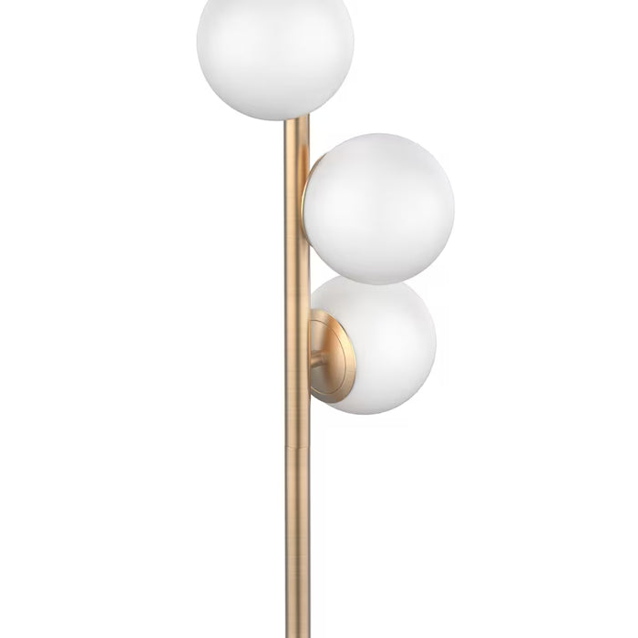 62-inch H 5-Light Gold Tree Floor Lamp with White Opal Glass Shade (New)