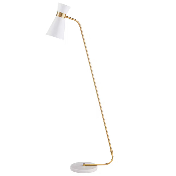 61-inch H 1-Light Gold and Marble Floor Lamp with White Shade (new)