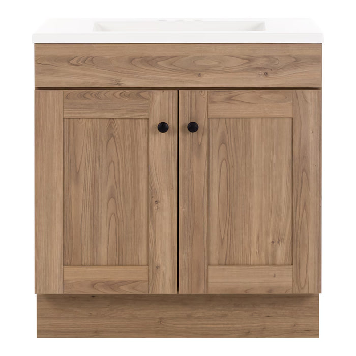 Addison 30.25 in. W x 18.75 in. D Bath Vanity in Sand Elm with Cultured Marble Vanity Top in White