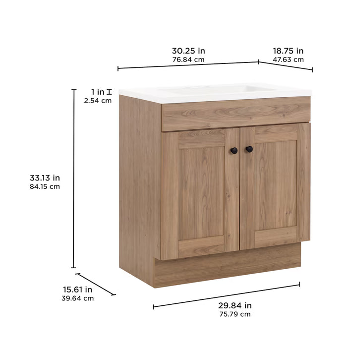 Addison 30.25 in. W x 18.75 in. D Bath Vanity in Sand Elm with Cultured Marble Vanity Top in White