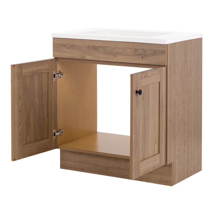 Addison 30.25 in. W x 18.75 in. D Bath Vanity in Sand Elm with Cultured Marble Vanity Top in White