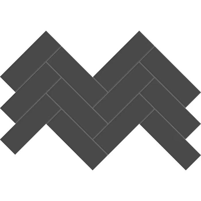 Anatolia 2-inch x 6-inch Metro Black Herringbone Glossy Porcelain Mosaic (New)