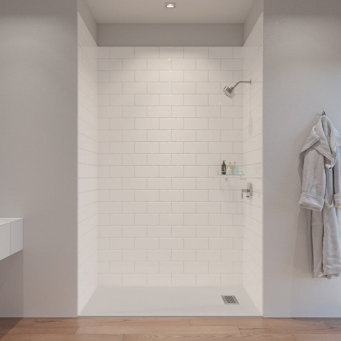 60 x 32 in Shower Pan Base with L/R Drain in White Sand (new)