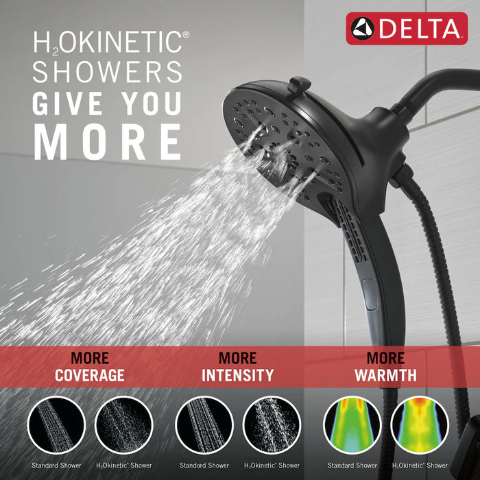 Delta Tetra 1-Handle Wall-Mount Shower Trim Kit with In2ition (Valve Not Included) in Black (NEW)