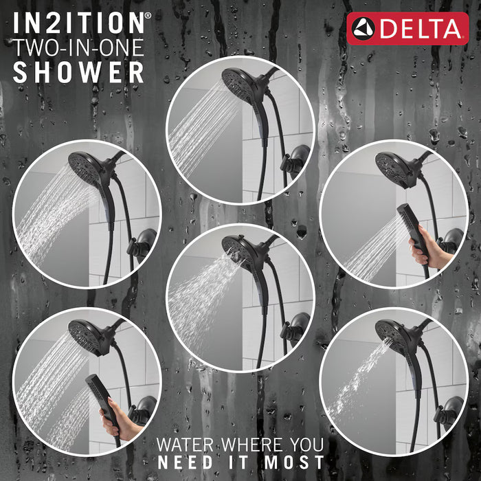 Delta Tetra 1-Handle Wall-Mount Shower Trim Kit with In2ition (Valve Not Included) in Black (NEW)