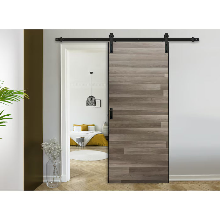 TRUporte 36"x84" Walnut wood finish Ready to assemble complete barn door kit with sliding hardware