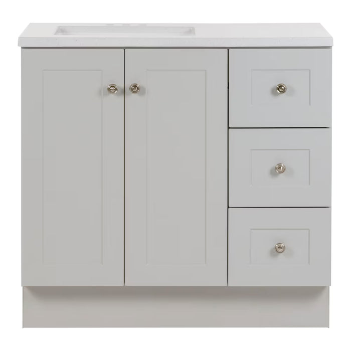 Bannister 36-inch W Bathroom Vanity in Pearl Grey With Cultured Marble Sink Top (new)