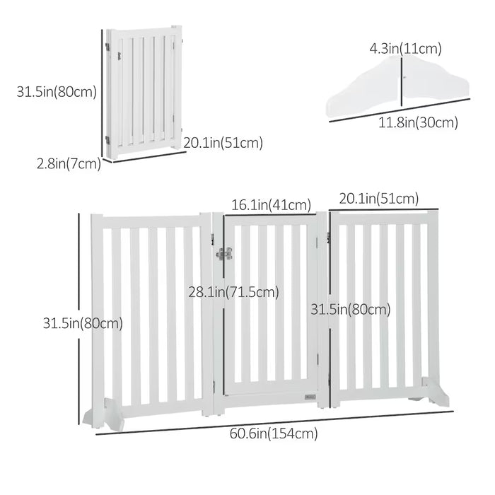 PawHut White 3 Panels Foldable Dog Gate (new)