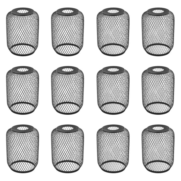 Black Mesh Metal Shade Toppers for Standard String Light Strand (String Light Not Included) -12 pack (NEW)