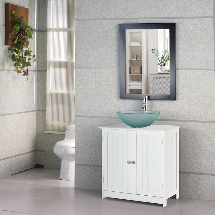 HOMCOM 23.6-inch H Under Sink Bathroom Vanity with 2 Doors and Shelf in White