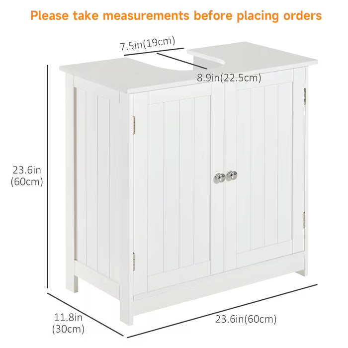 HOMCOM 23.6-inch H Under Sink Bathroom Vanity with 2 Doors and Shelf in White
