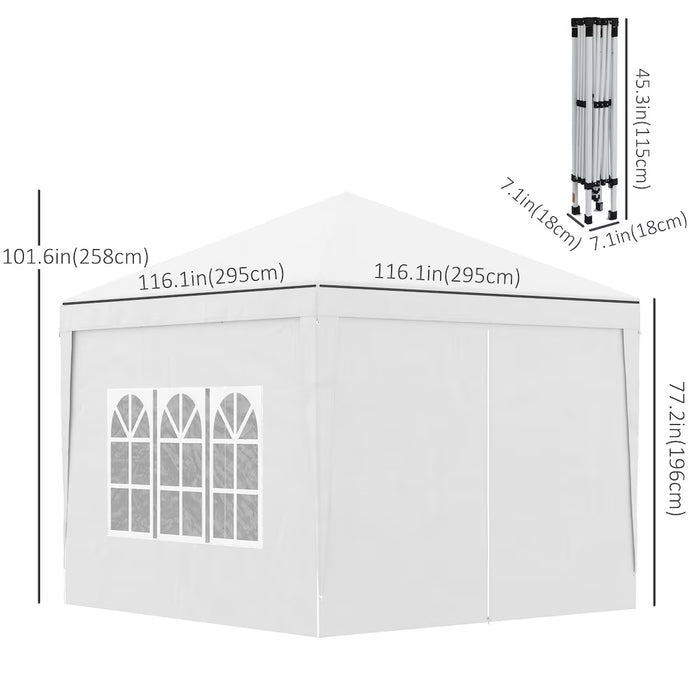 Outsunny Patio Pop Up Party Tent Gazebo, White (New)