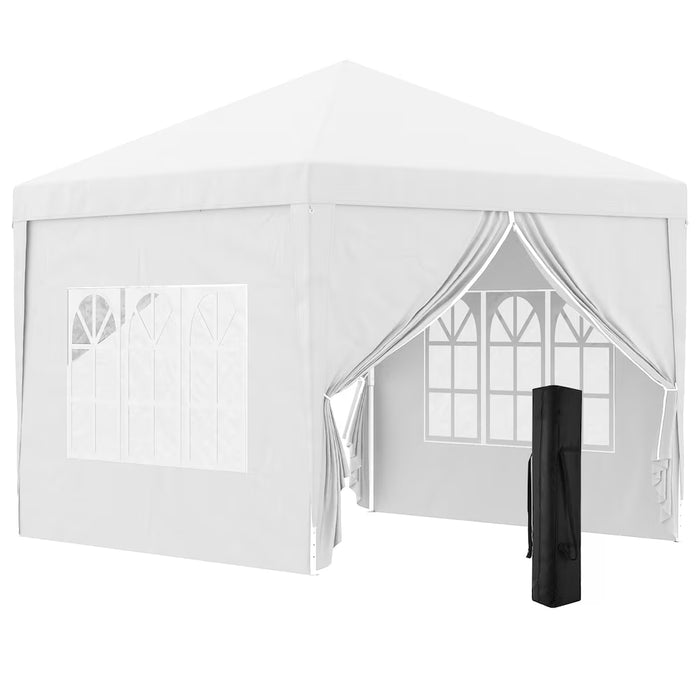 Outsunny Patio Pop Up Party Tent Gazebo, White (New)