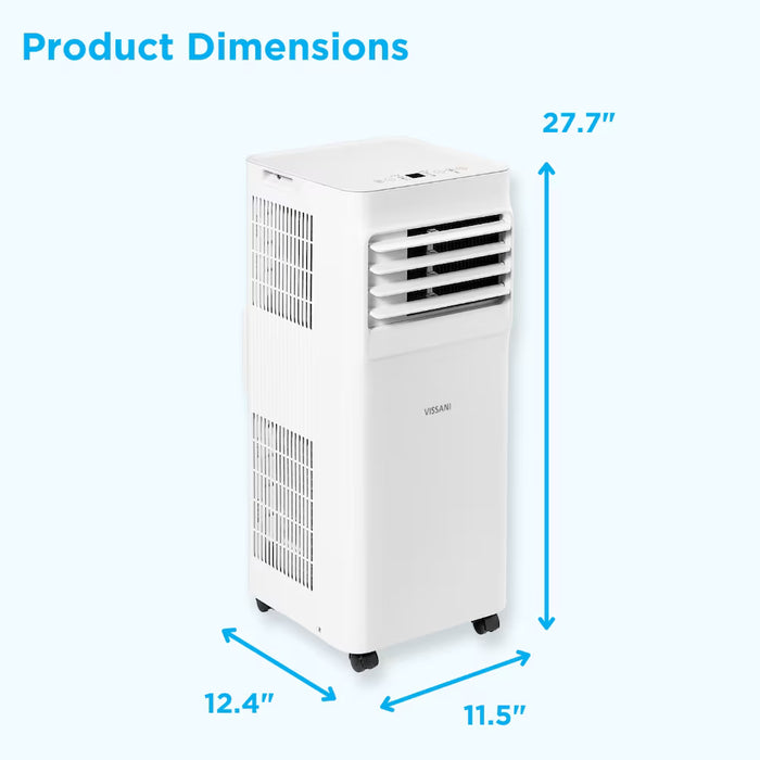 Vissani 8,500 BTU ASHRAE (5,000 BTU DOE/SACC) Portable Air Conditioner Cools 150 Sq. Ft. with Dehumidifier and Remote Control in White (NEW)