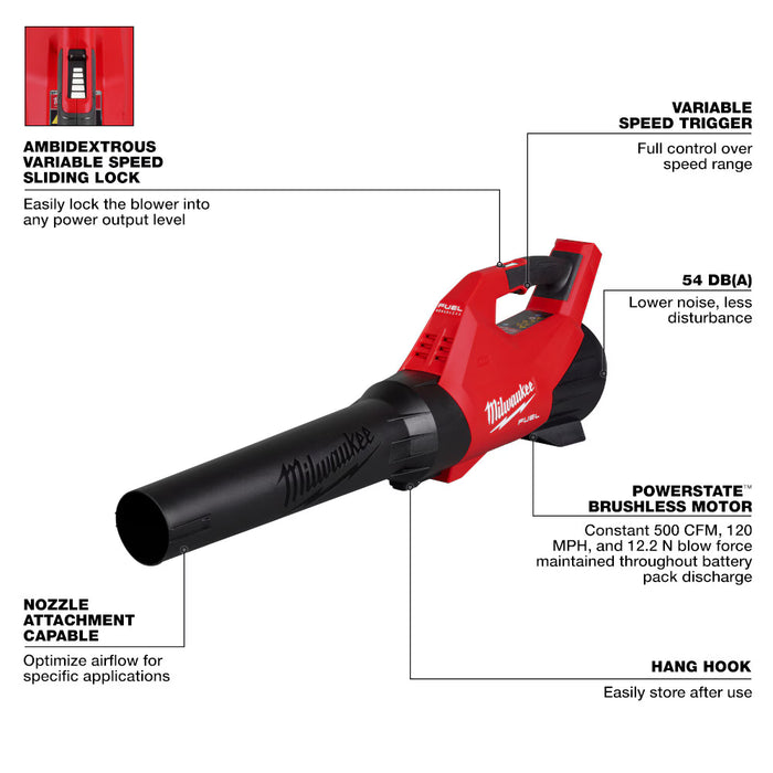 Milwaukee Tool M18 FUEL 120 MPH 500 CFM 18V Lithium-Ion Brushless Cordless Handheld Blower (Tool-Only)