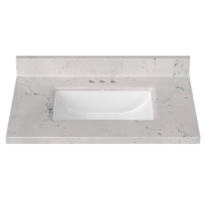 Magick Woods 31"W x 22"D Arctic Stone Vanity Top with Integrated Wave Bowl