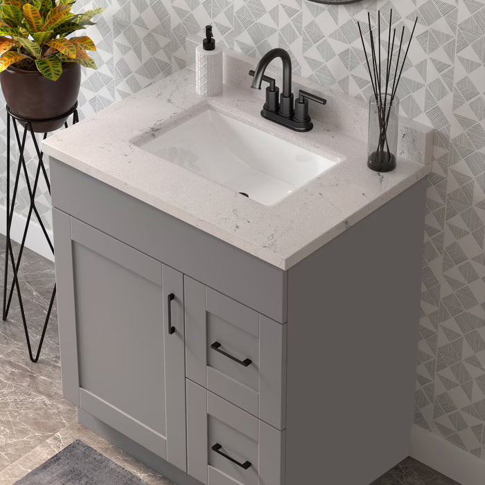 Magick Woods 31"W x 22"D Arctic Stone Vanity Top with Integrated Wave Bowl