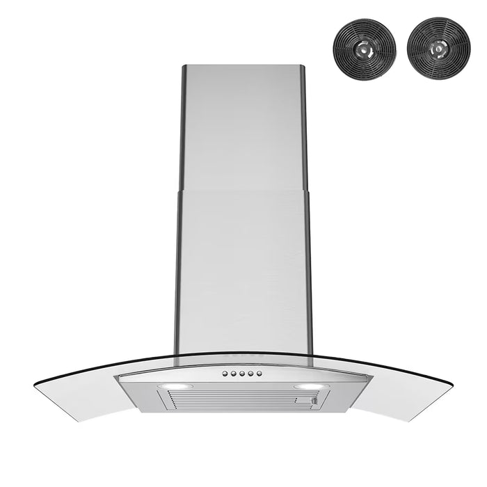 Streamline Rubiani 30-inch 220 CFM Wall Mount Convertible Range Hood in Brushed Stainless Steel, Baffle Filter (NEW)