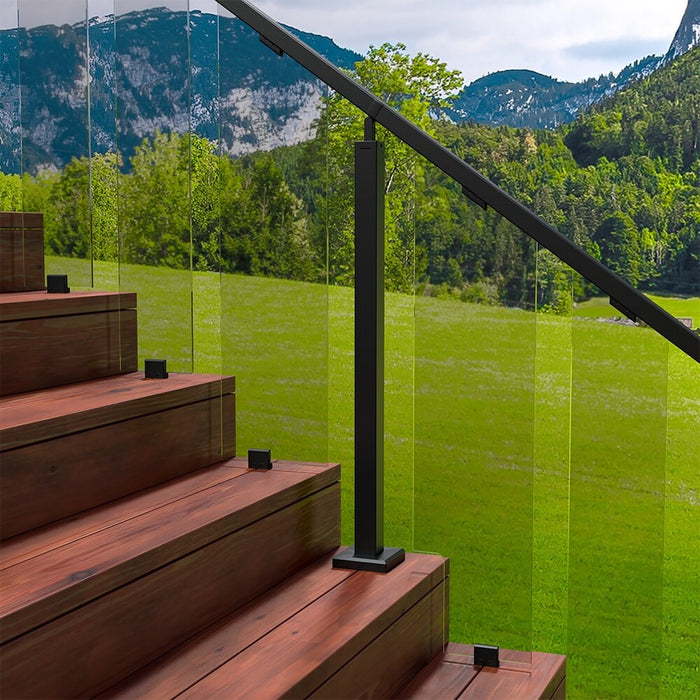 Peak MountainView 42-inch Glass Deck Railing Stair Mid Post in Matte Black Stainless Steel (new)