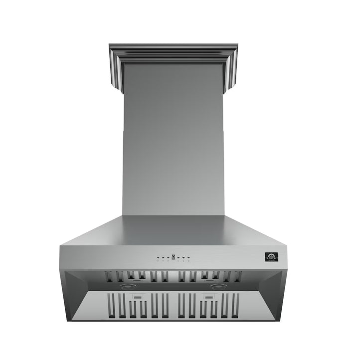 Forno Orvieto 36-inch Wall Mount Range Hood, 1200 CFM Double Motor, 4 Speed Control, All Stainless Steel (new)