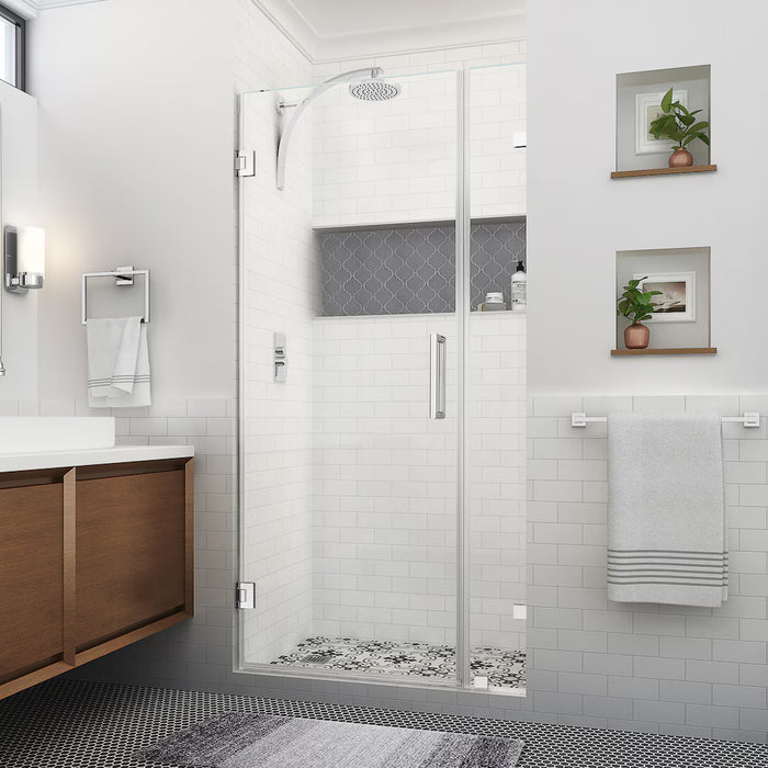 Aston Nautis XL 39.25 - 40.25 inch W x 80 inch H Hinged Frameless Shower Door, Chrome, Clear Glass (new)