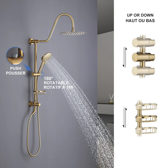 RAINLEX Single-Handle Complete Shower System with Handshower in Brushed Gold (new)