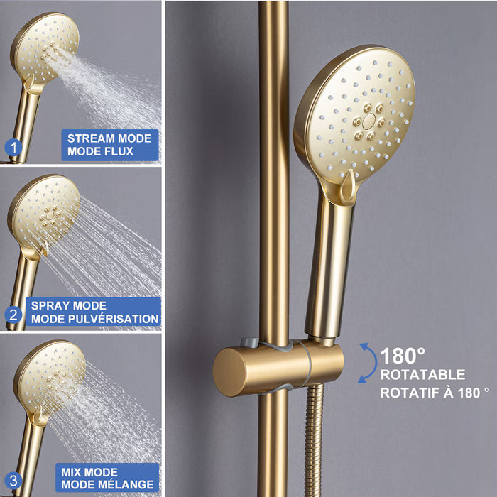 RAINLEX Single-Handle Complete Shower System with Handshower in Brushed Gold (new)