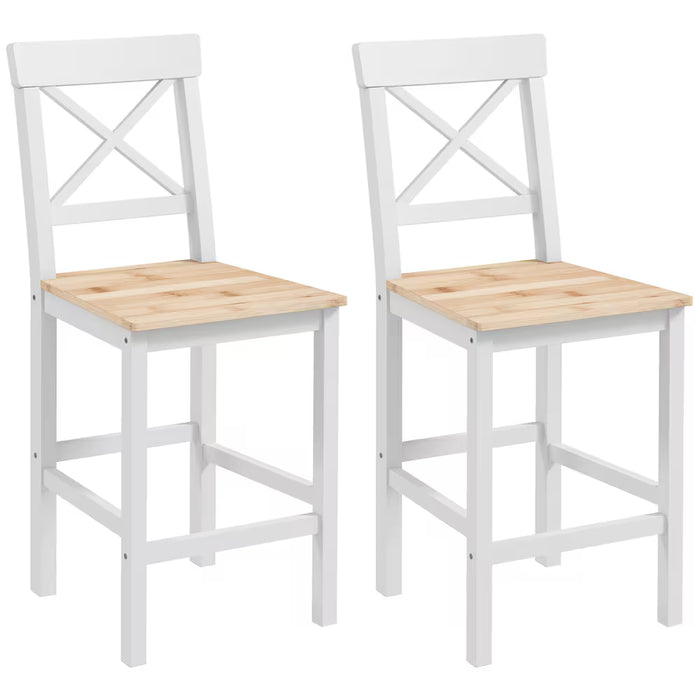 HOMCOM Counter Height Bar Stools Set of 2 with Cross Back, Footrest (Used)